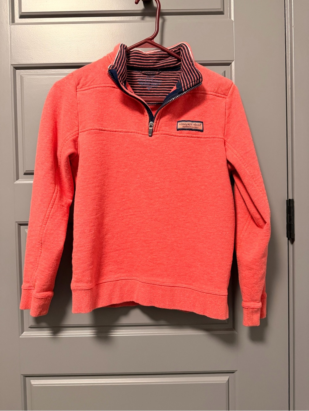 Vineyard Vines Boys Shep Shirt Salmon Quarter-Zip Pullover Sweater MEDIUM